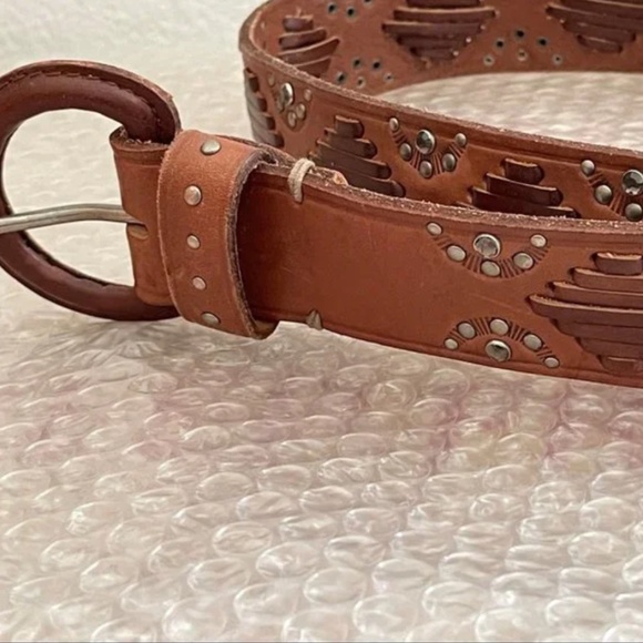 VINTAGE Abercrombie & Fitch genuine leather Studded Leather Belt New main image 5